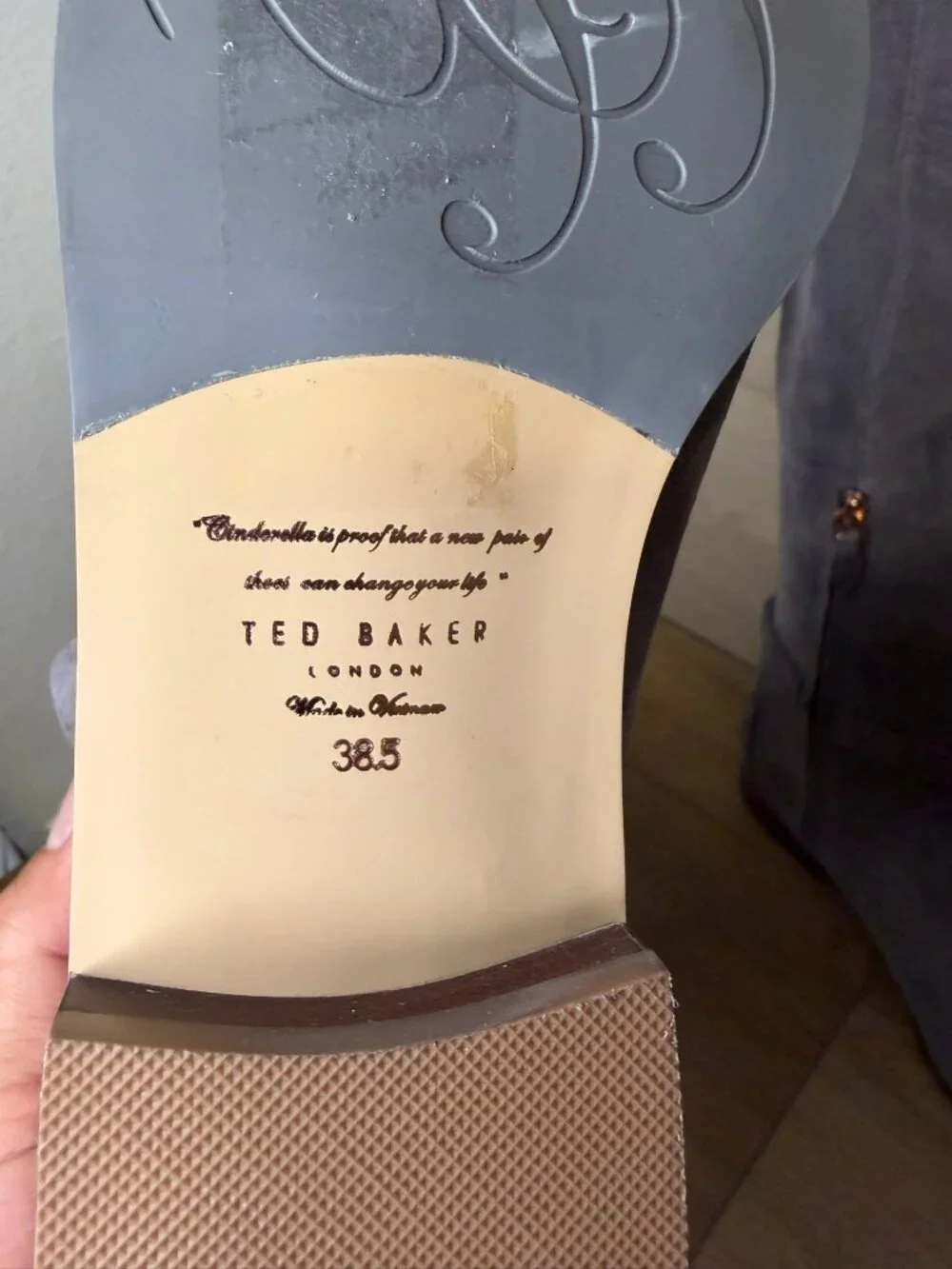 Ted Baker London ALRAMIB Gray Suede Knee Length Boots Size 7.5